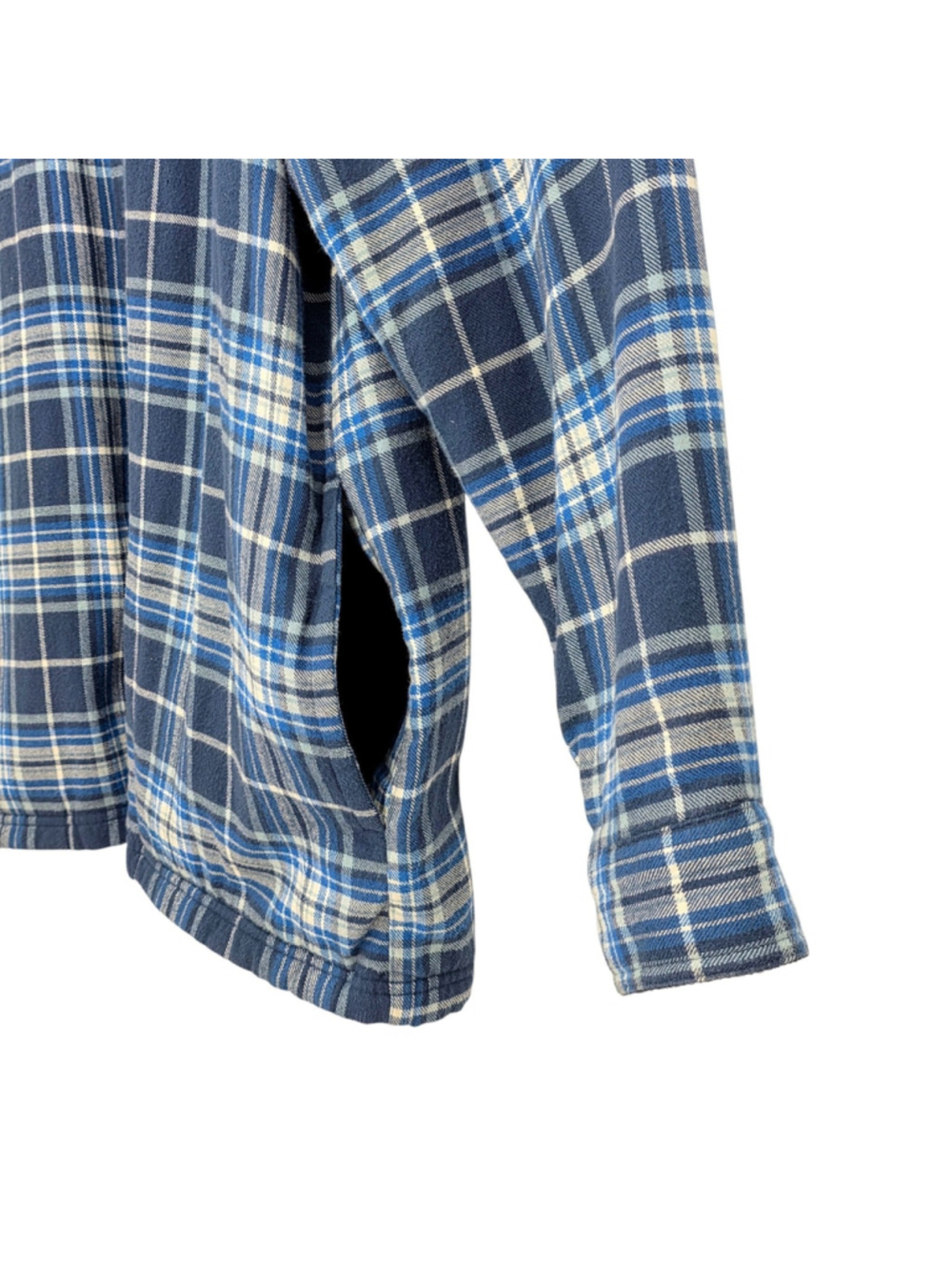 L.L.Bean Fleece Lined Flannel Shirt Jacket Mens L Blue Plaid Workwear - Picture 6 of 12